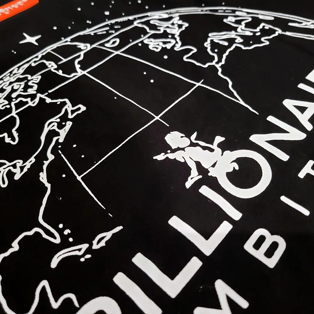 Close-up photo of the globe print