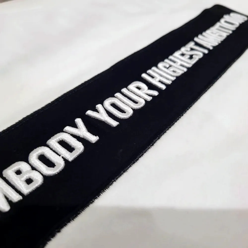 Close-up photo of the embroidered chest patch